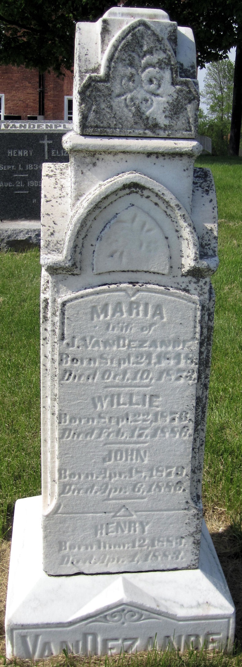 Maria VanDezande (grave, Preble, Brown County, Wisconsin, 1873)