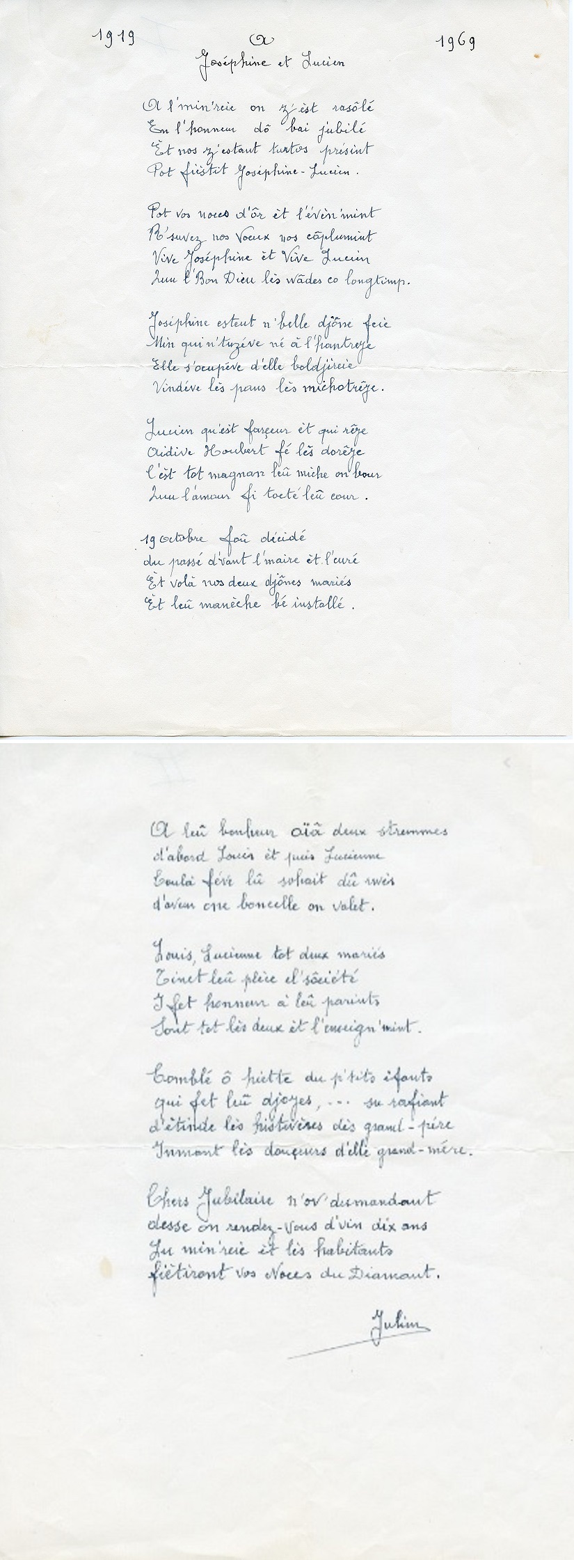 Noces d'Or de Lucien Halleux et Joséphine Schoonbroodt (1969)